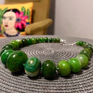 Green Agate Beaded Necklace